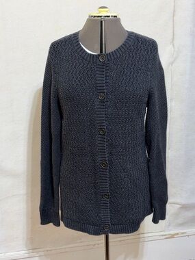 L.L. Bean Charcoal Button-Front Knit Cardigan